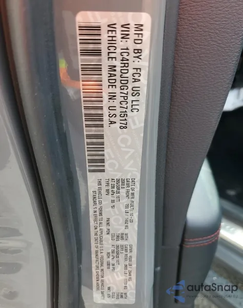2023 Dodge Durango Gt from USA, damaged, VIN 1C4RDJDG7PC715178
